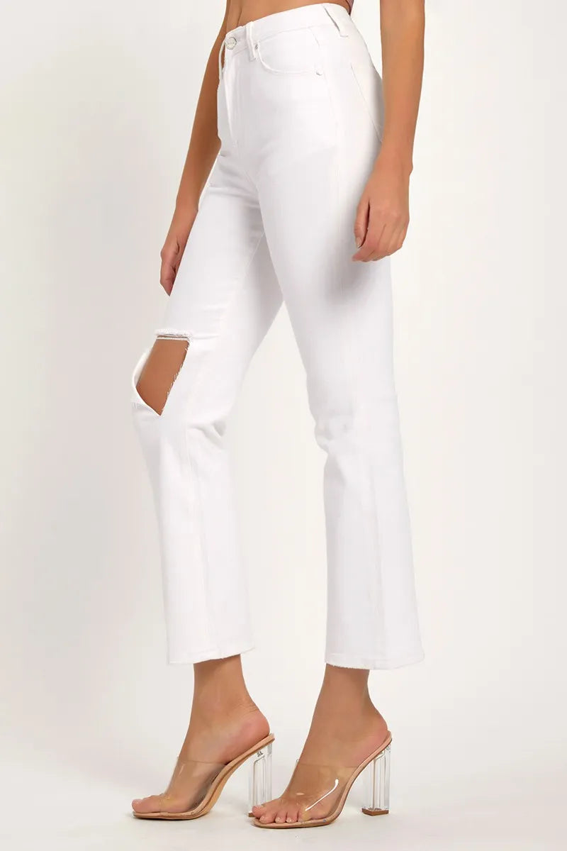RISEN Full Size Distressed Cropped Straight Jeans - LOLA MARIEE | Lola Mariee