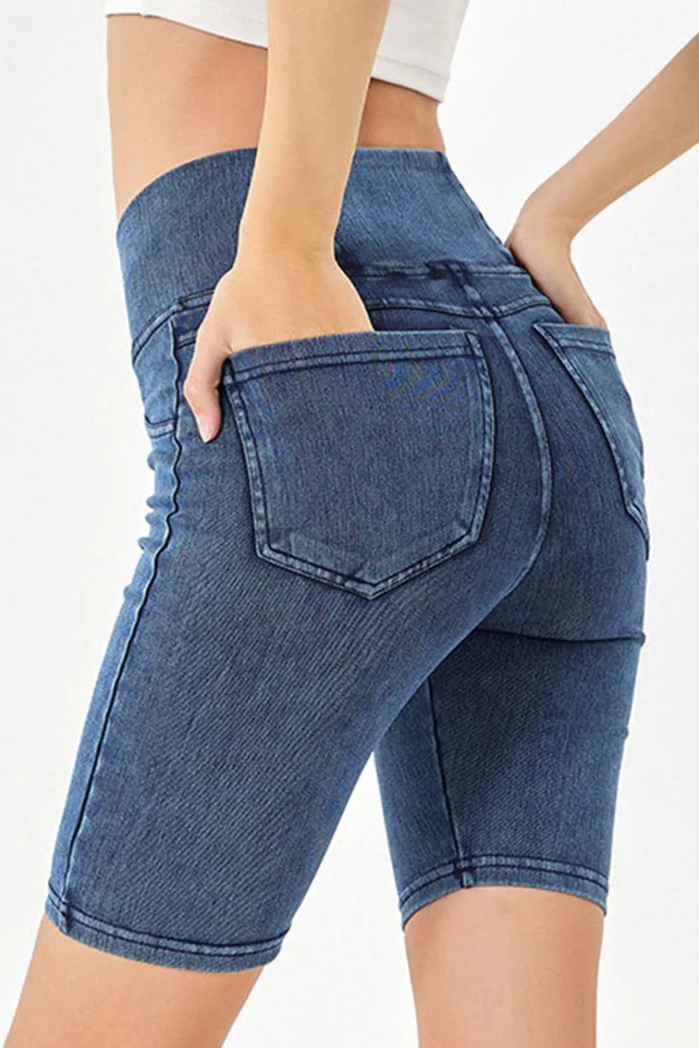 Basic Bae Asymmetrical Waist Denim Shorts with Pockets – view 9 | Lola Mariee