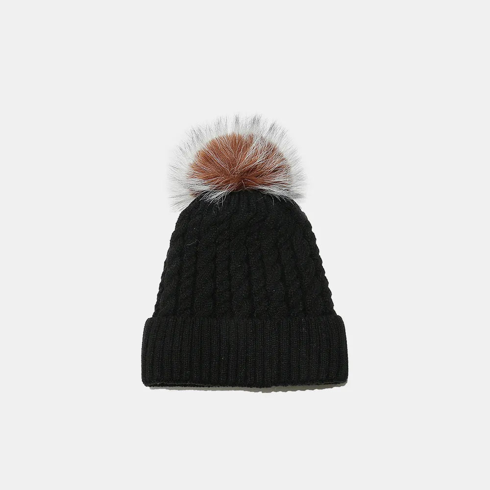 Cable Knit Winter Hat with Pompom – view 8 | Lola Mariee