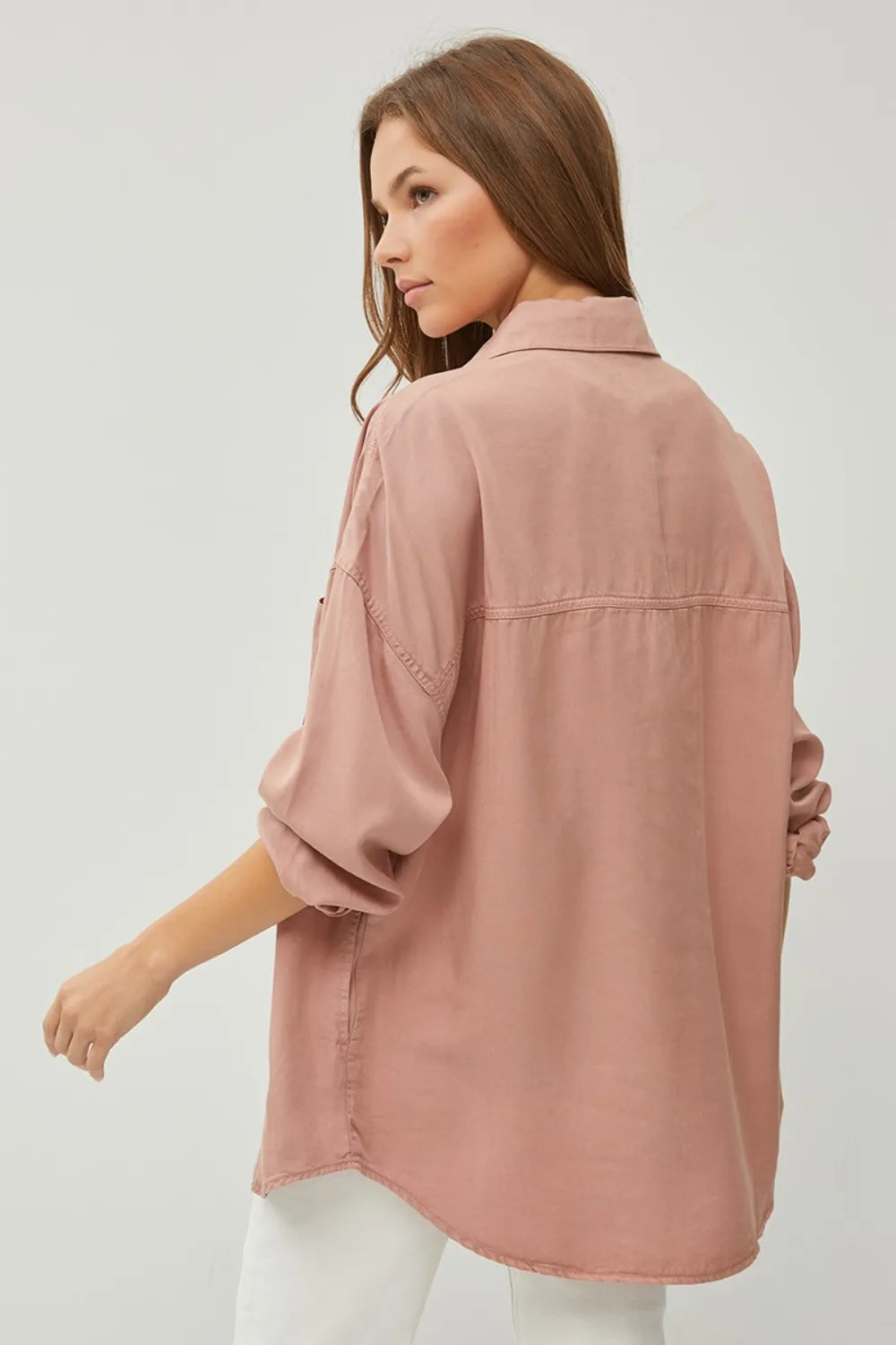 RISEN Full Size Button Up Long Sleeve Denim Shirt - LOLA MARIEE | Lola Mariee