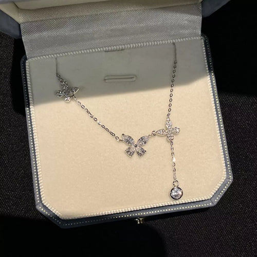 925 Sterling Silver Zircon Butterfly Necklace | Lola Mariee