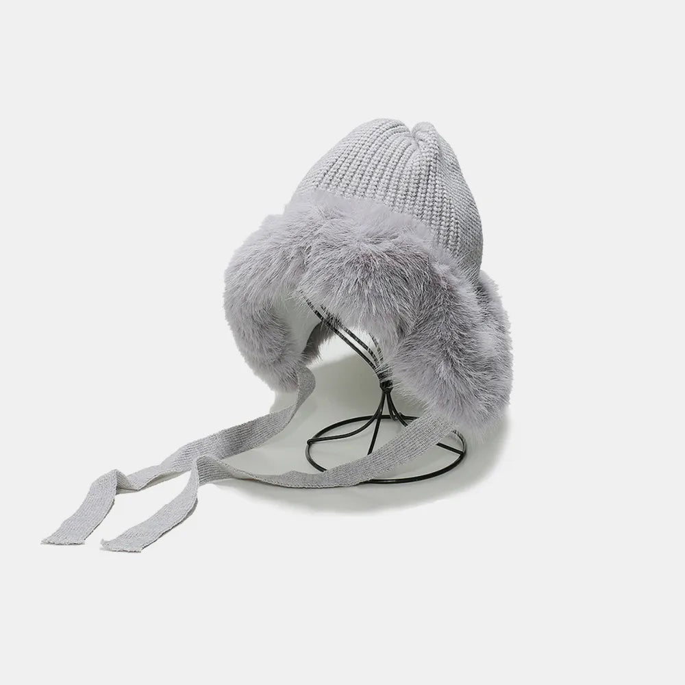 Thermal Tied Fuzzy Winter Hat – view 8 | Lola Mariee