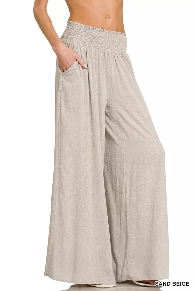 Zenana Smocked Waistband Wide Leg Lounge Pants - women's top at Lola Mariee boutique