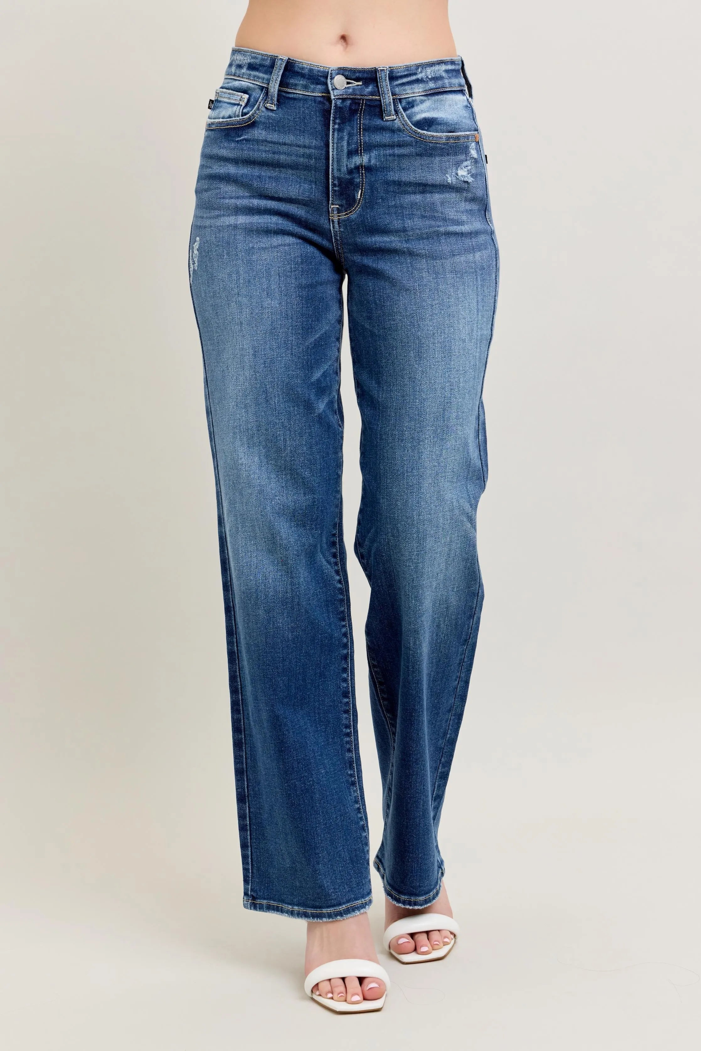 Judy Blue Full Size High Waist 90's Straight Leg Jeans Plus Size - women's bottoms at Lola Mariee boutique