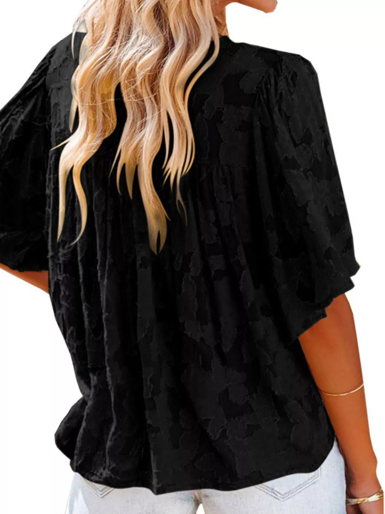 Full Size Textured V-Neck Button-Down Shirt Plus Size - Trendsi | Lola Mariee