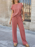 Ribbed Exposed Seam Top and Pants Set - women's top at Lola Mariee boutique