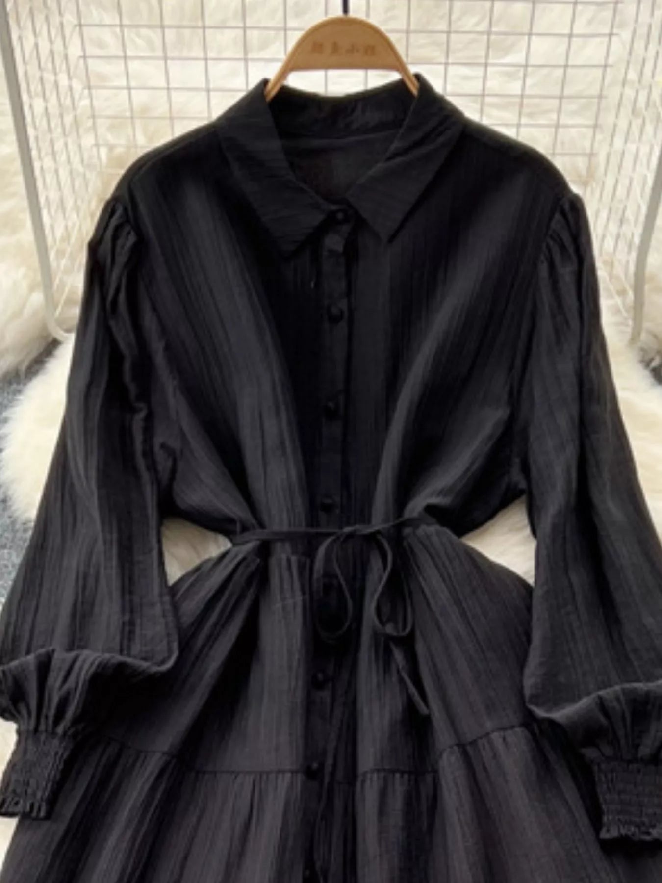 Button Down Tiered Long Sleeve Dress - Trendsi | Lola Mariee
