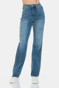 Judy Blue Full Size Tummy Control Cut Raw Hem Straight Jeans - women's bottoms at Lola Mariee boutique