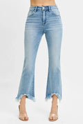 RISEN Full Size High Rise Crop Bootcut Fray Hem Jeans Plus Size - women's shoes at Lola Mariee boutique