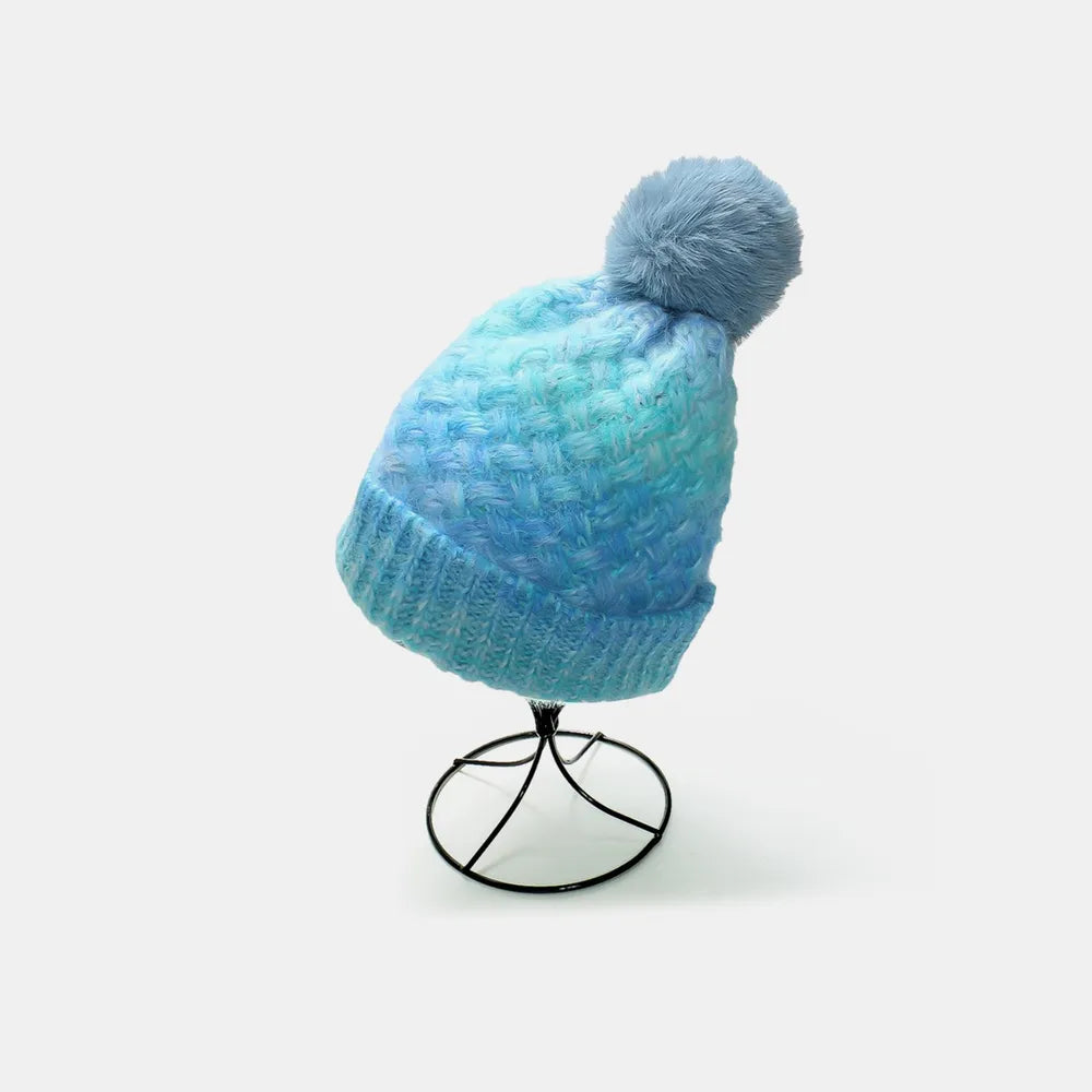 Gradient Knit Hat with Pompom – view 10 | Lola Mariee