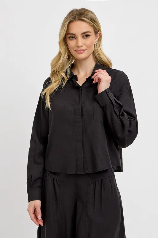 RISEN Button Down Long Sleeve Shirt - LOLA MARIEE | Lola Mariee